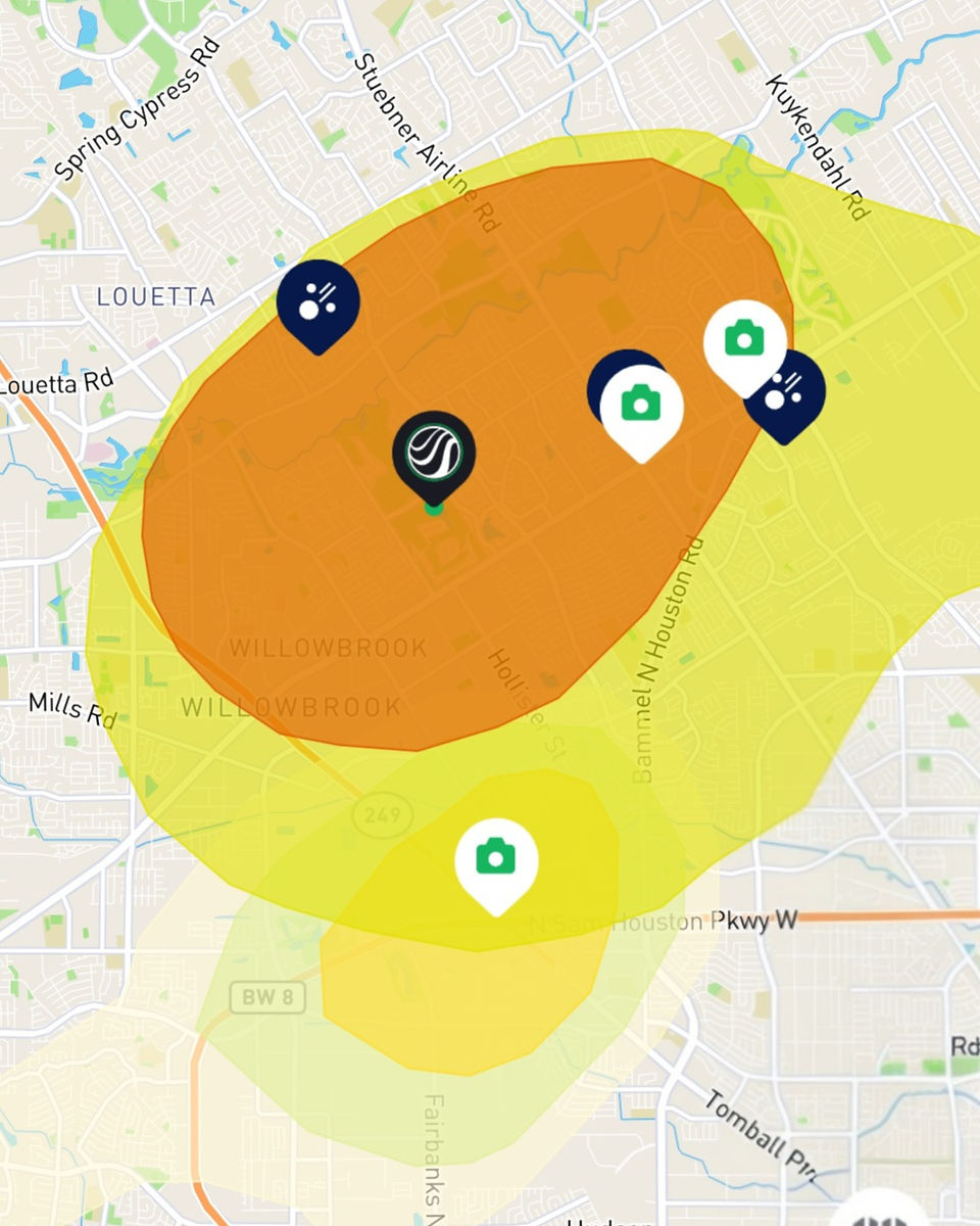 map of where hail hit roofs in houston 