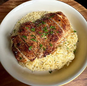 Creamy Orzo & Creole Garlic Chicken