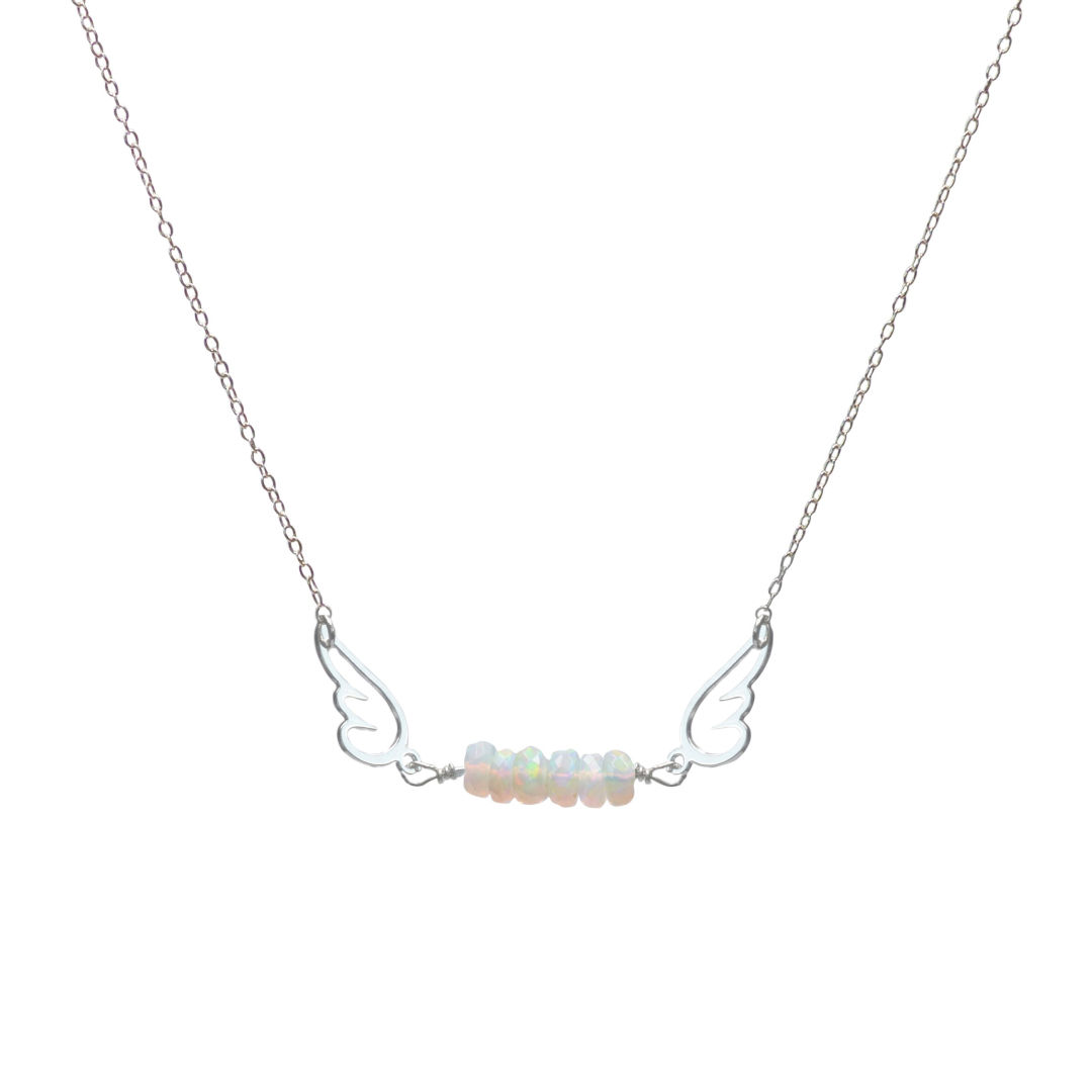 Bijou, Collier, chaîne en argent, opale, pendentif ange plaqué argent, Boutique Le Droit à la Belle Vie, Paris