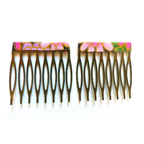 Miniature : Hair clip /Combs of hair sold by 2, Pink strass