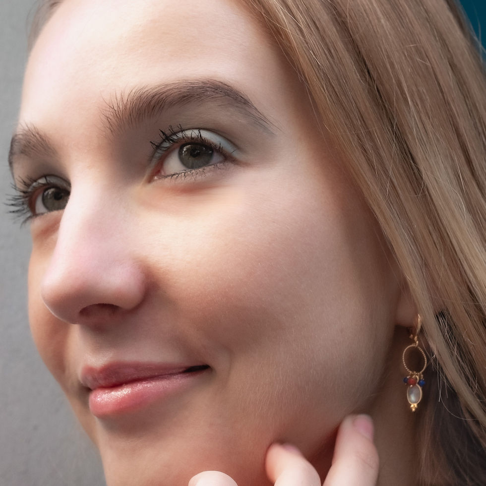 Thumbnail: Boucles d’oreilles Stellissima : pierre de lune et tourmaline