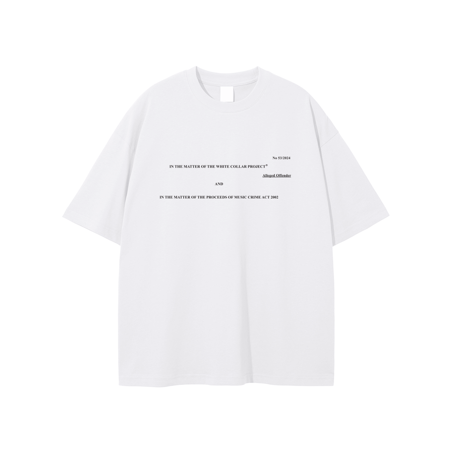 Offender Suppose Tee White Front — The White Collar Project