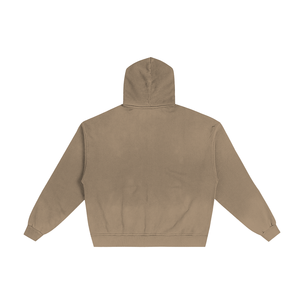 Hikari Iconique Zip Hoodie Back — Serie Brune Oversized Distressed Hoodie in Brown