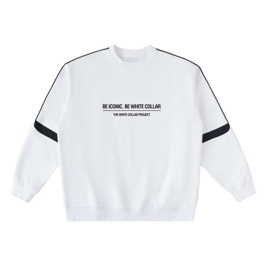 Empire Iconique Striped Sweatshirt White Front — The White Collar Project