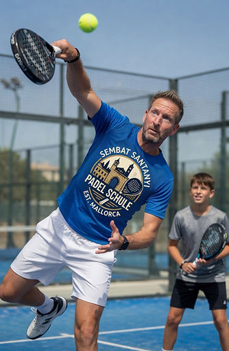 Klaus-Peter Schmelzer in der Tennis Pose, das funktionier aber im Padel auch, nur ob es richtig ist, erfahren Sie im Training
