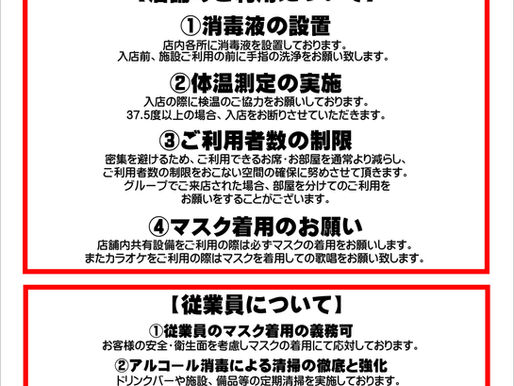 コロナウイルス感染拡大防止の為の取り組みについて