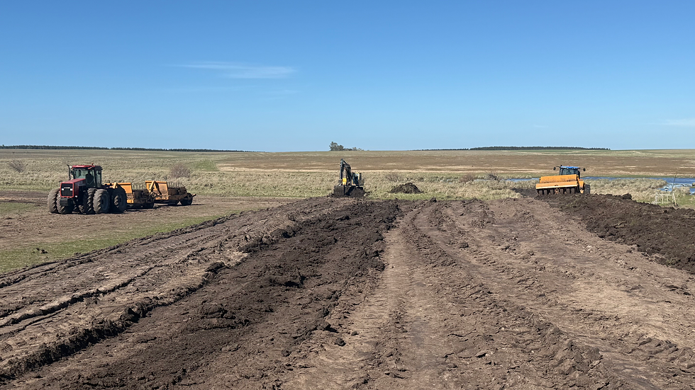 Primer plano de suelo compactado en el terraplén de una represa para riego.