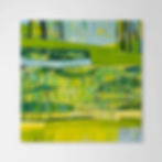 abstract landscape painting in green and yellow stretched canvas print in room scenes