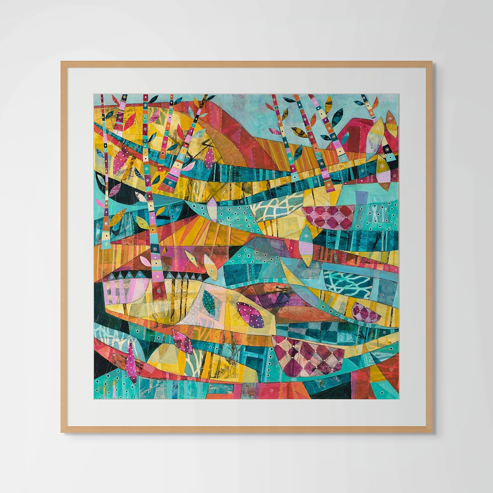 Thumbnail: Carnival abstract wall art print in red, yellow and blue tones, inspired by the Australian outback
