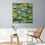 Thumbnail: abstract landscape shapes painting in green and yellow framed in a room scene