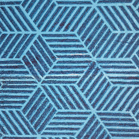 geometric stencil design with cubes in two different blues