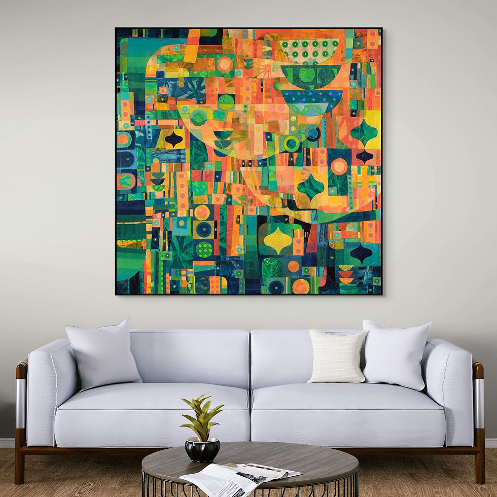 Thumbnail: abstract landscape art print on canvas framed in oak black or white
