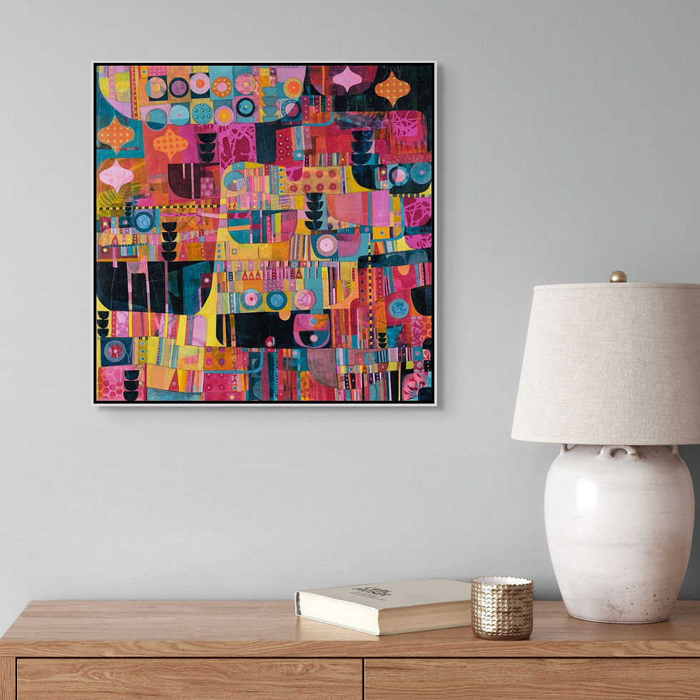 Thumbnail: abstract landscape art print on canvas framed in white oak or black