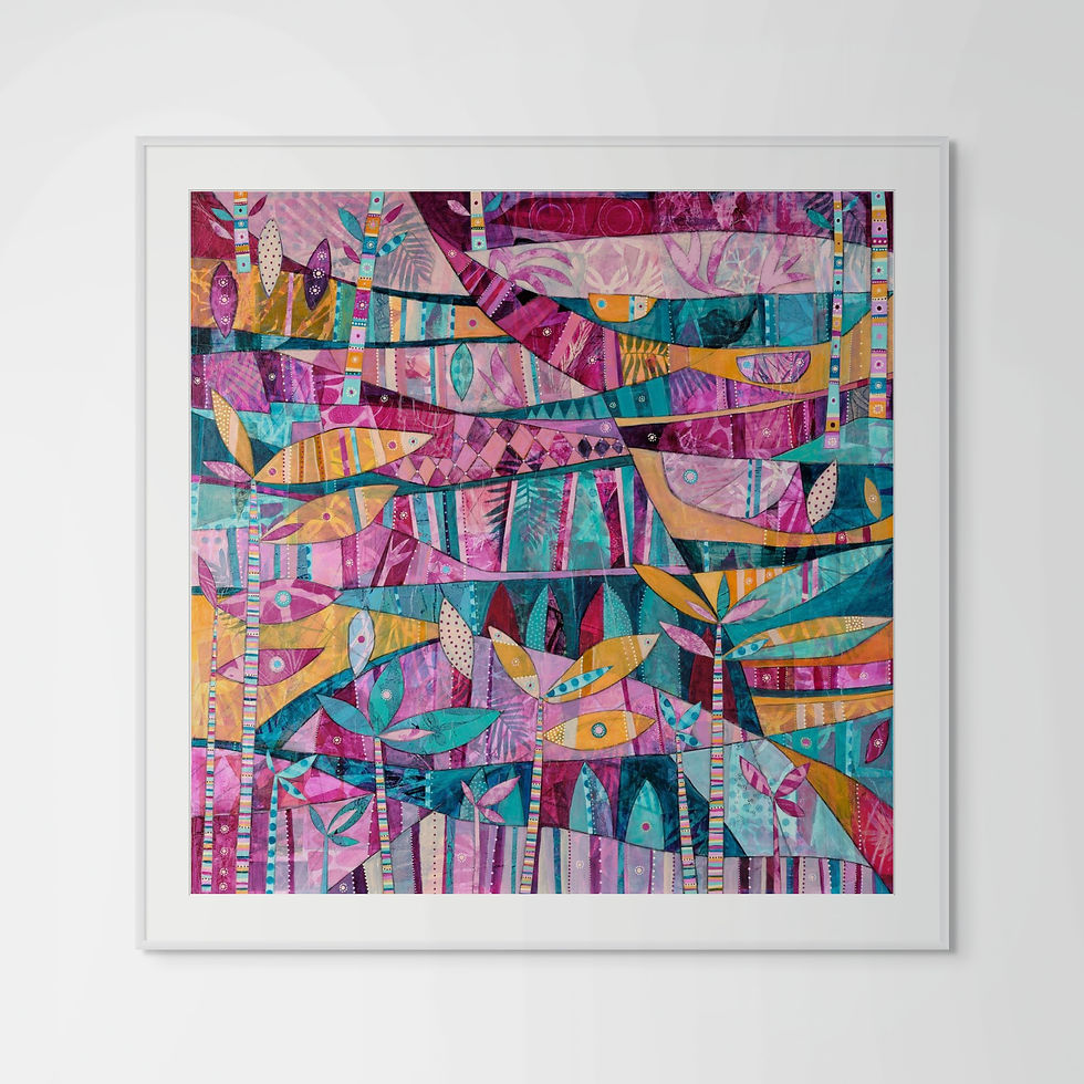 Thumbnail: abstract landscape art print on paper in pinks and orange