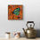 Thumbnail: abstract butterfly painting in green and orange framed in oak