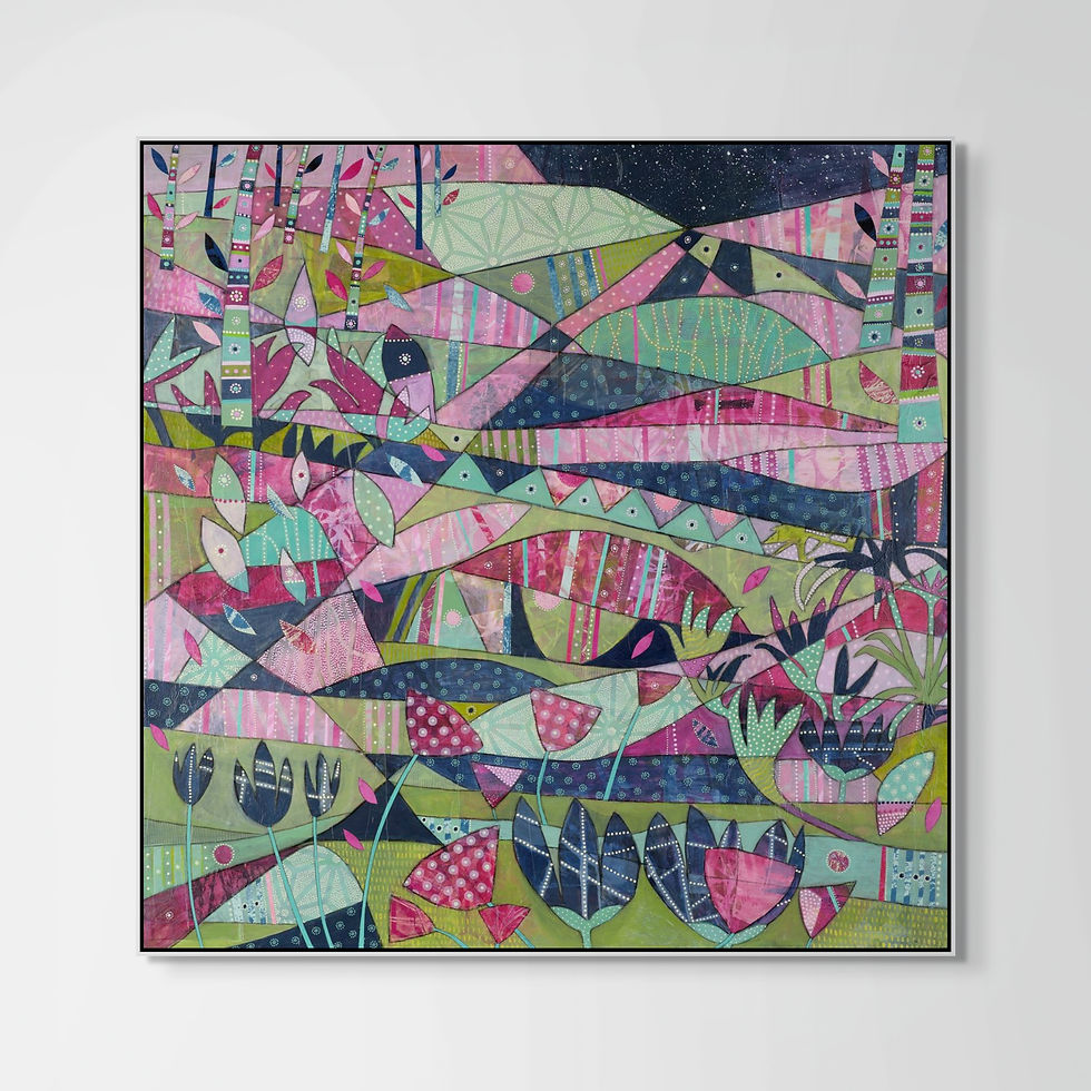 Thumbnail: abstract landscape art print on canvas framed in oak black or white