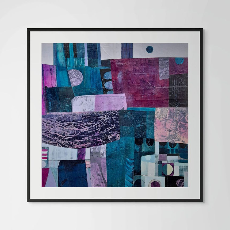 Thumbnail: Moon Walk abstract wall art print in blue and purple tones, capturing a dreamlike sense of weightlessness
