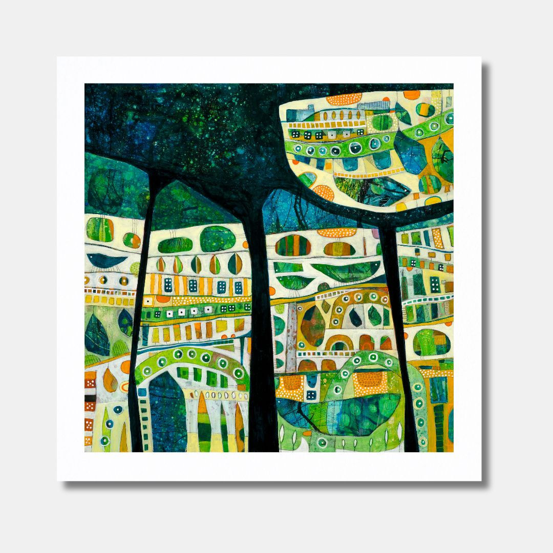 abstract landscape art print on paper