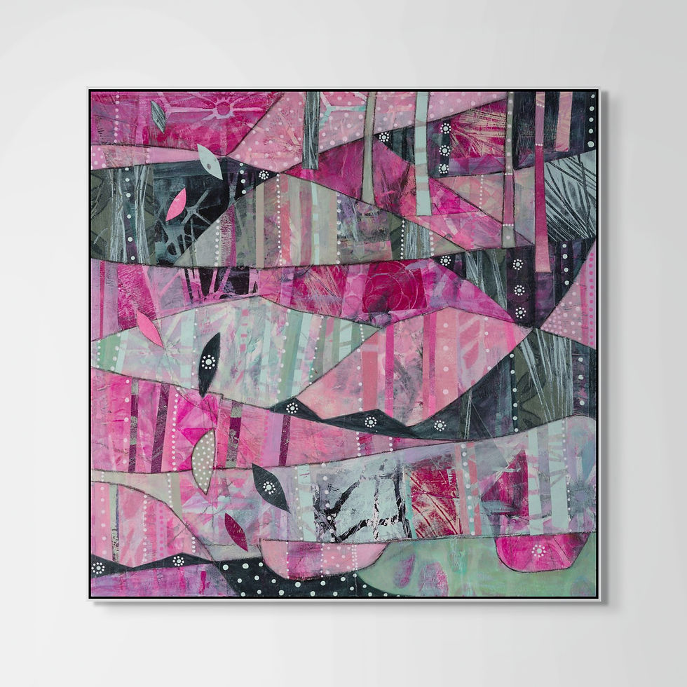 Thumbnail: abstract landscape art print on canvas framed in oak black or white