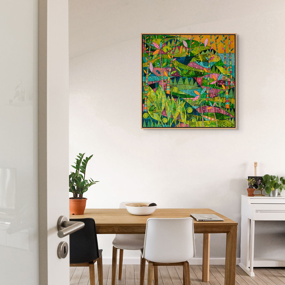 Thumbnail: abstract landscape art print on canvas framed in oak black or white