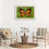 Thumbnail: abstract painted butterfly in orange on a green background unframed art print on paper