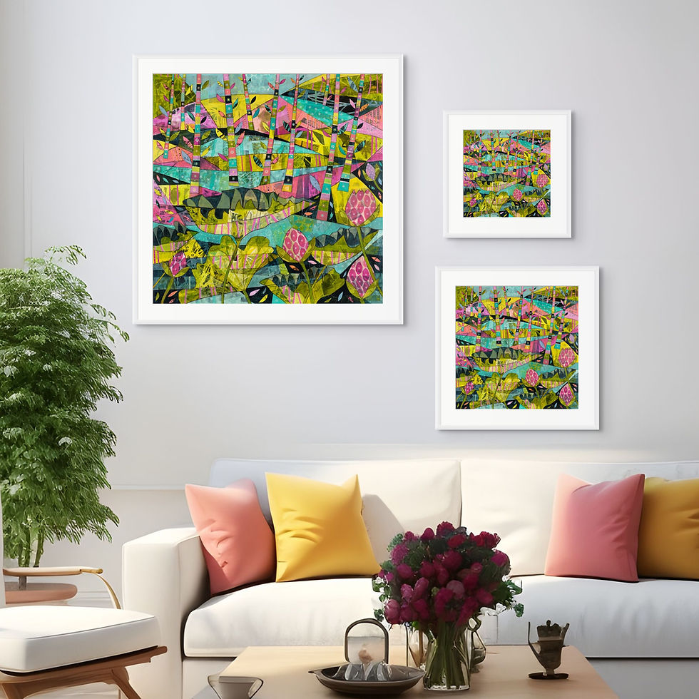 Thumbnail: abstract landscape art print on paper tropical foliage