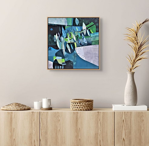 abstract landscape collage by Charlotte Wensley