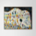 abstract landscape art print on canvas in blue and white framed in oak