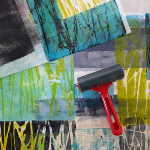 printmaking roller and organic printed papers