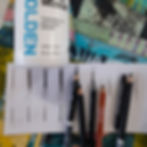 Selection of pencils and a bottle of matte medium on top of a sketch