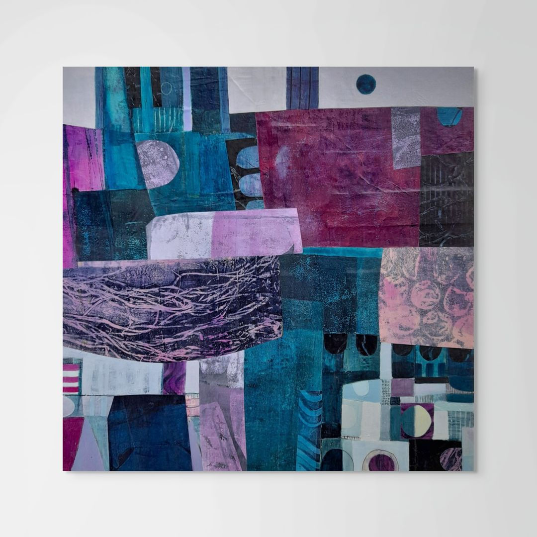 abstract landscape art print on canvas gallery wrap style in room scenes