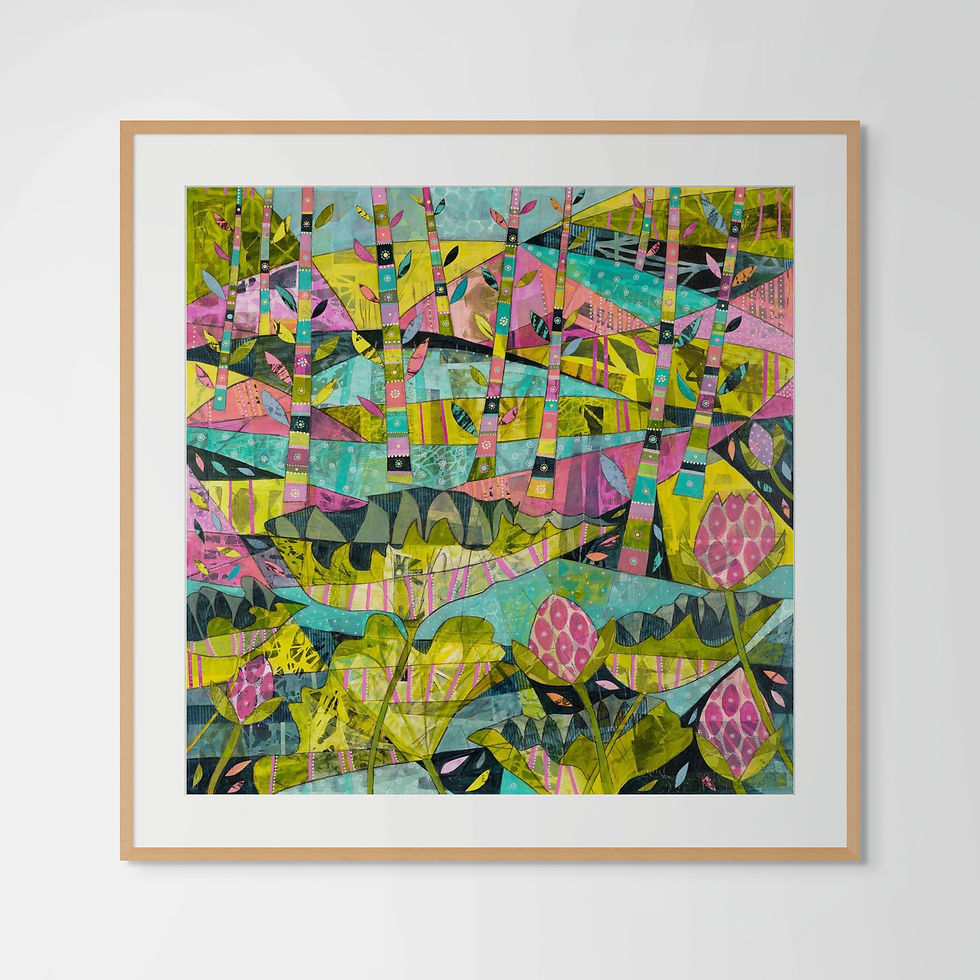 Thumbnail: abstract landscape art print on paper tropical foliage