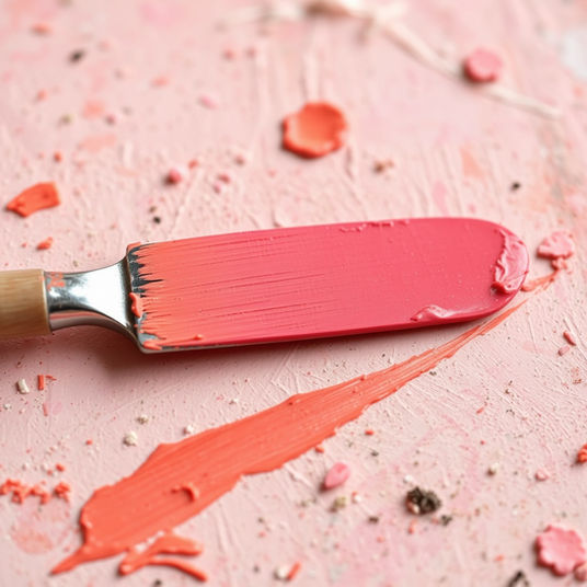 pink paint on a palette knife