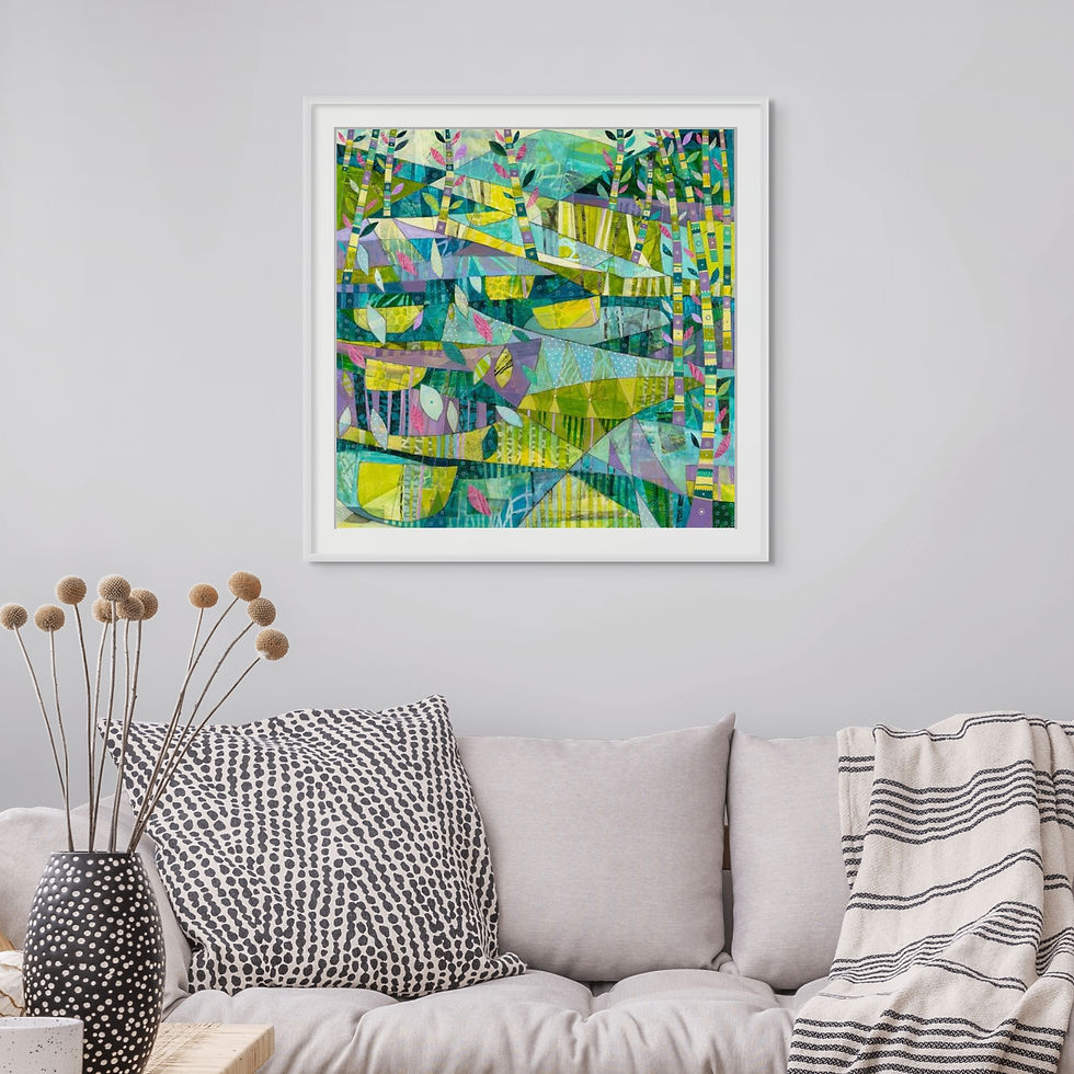 Thumbnail: Discovery abstract wall art print in green, blue and purple tones, evoking curiosity and transformation
