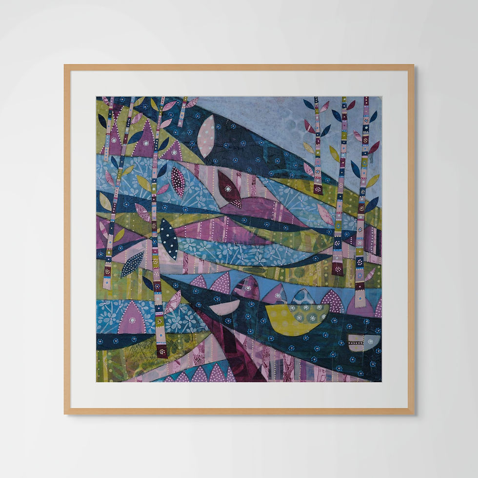 Thumbnail: Unearthed abstract wall art print in green, blue and purple tones, evoking quiet discovery and dormant emotion