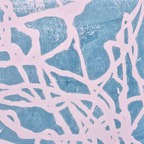 abstract root design gelli print in white and blue