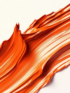 highly textured smear of dark orange paint on a white background