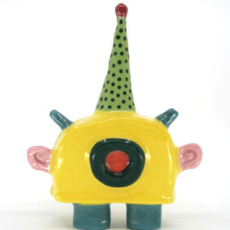 caly clown cermaic with spots and ears