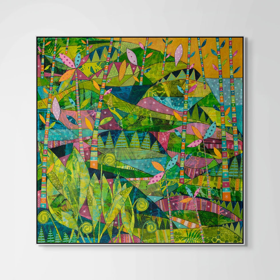 Thumbnail: abstract landscape art print on canvas framed in oak black or white