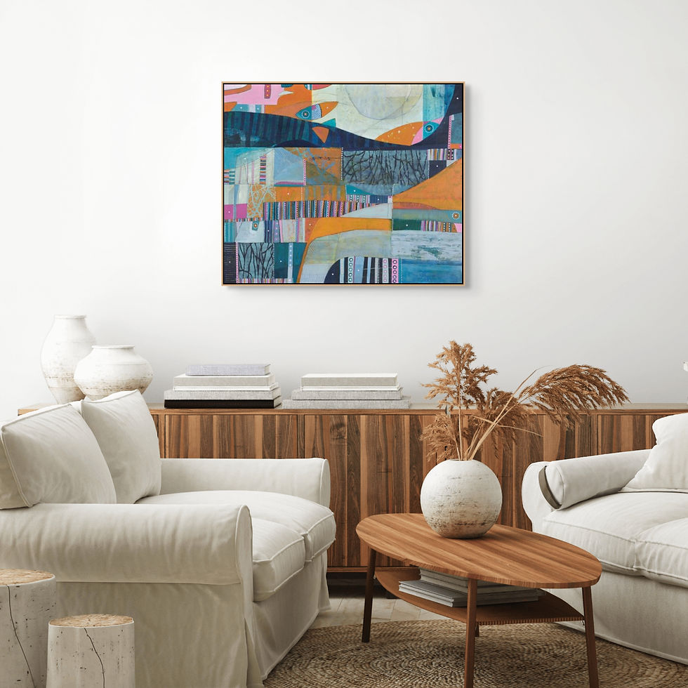Thumbnail: abstract landscape artwork in pink blue and orange