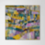Twilight abstract wall art print in dusky blue, purple and yellow tones, inspired by the stillness of evening