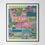 Thumbnail: abstract shapes art print on paper with stripes in green and pink unframed