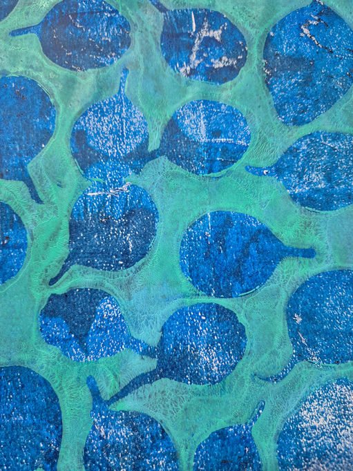 eucalypt leaf prints in blue and green