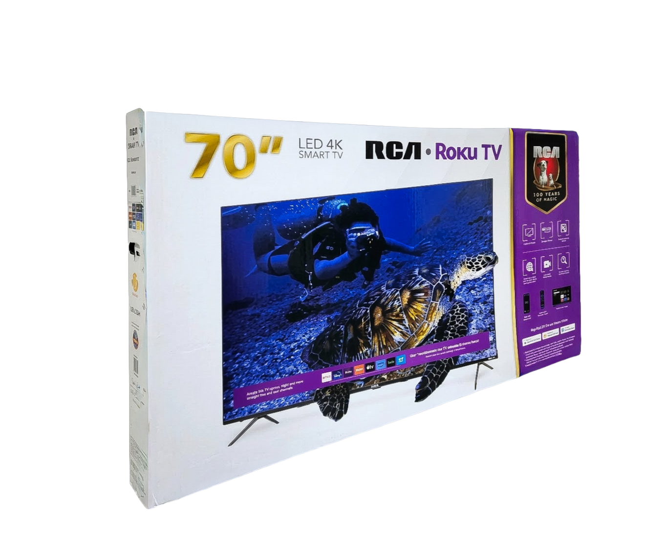 Smart TV RCA 70 pulgadas 4K UHD con Roku modelo RC70RK, pantalla grande con acceso a apps de streaming