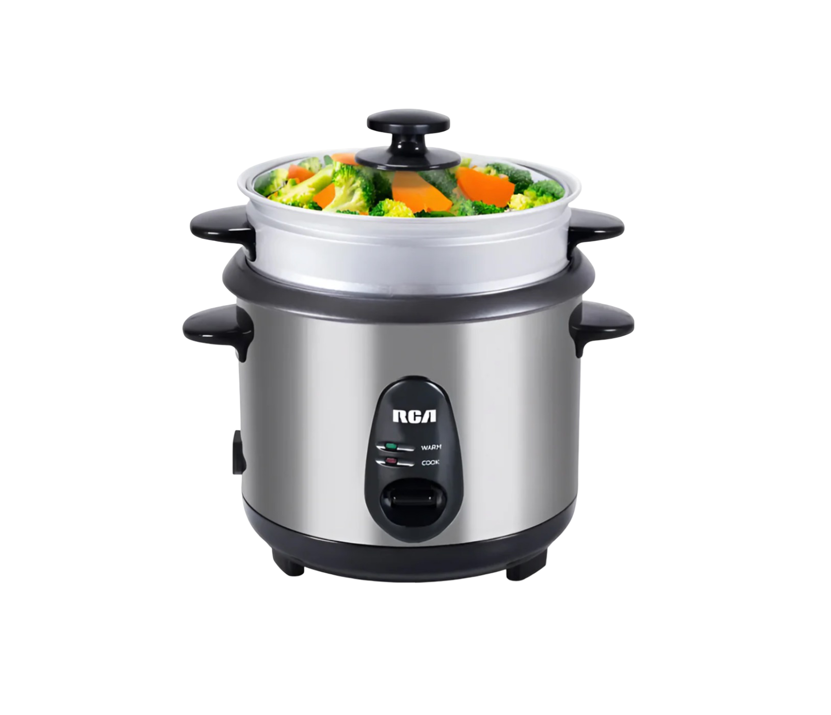 Olla arrocera RCA de 5 tazas modelo RCRC22 con tazón interior de acero inoxidable y función automática de cocción