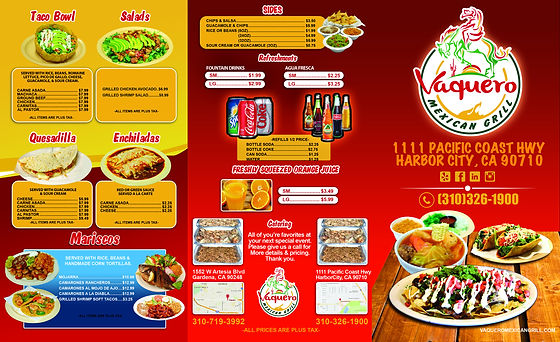 Harbor City Take Out Menu Vaqueromexicangrill