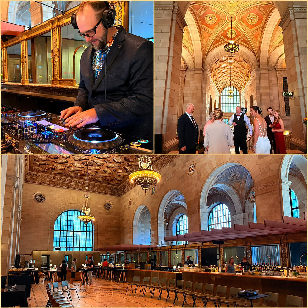 Productions Master D, Planification, coordination et décoration de mariage par David Lavallée. DJ et animation de mariage par DJ Mike Castiel, au Crew Collective & Café au Centre-Ville de Montréal, juin 2025
