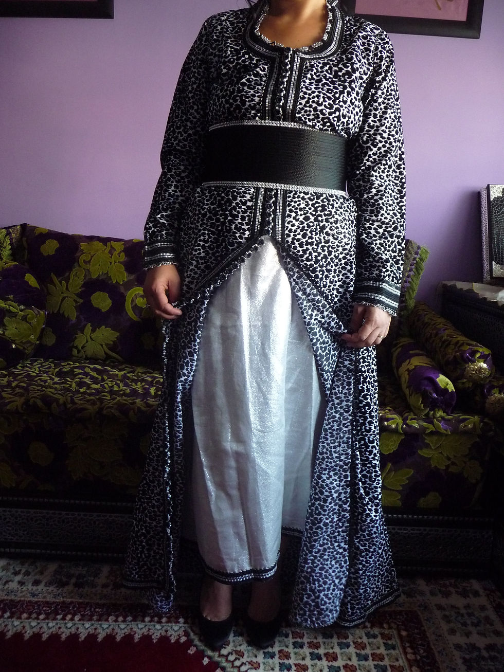 Caftan Noir Léopard