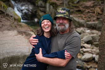 Adél Gyepes, certified Wim Hof Method instructor, with Wim Hof, founder of the method, highlighting expertise in breathwork, cold exposure and nervous system regulation
