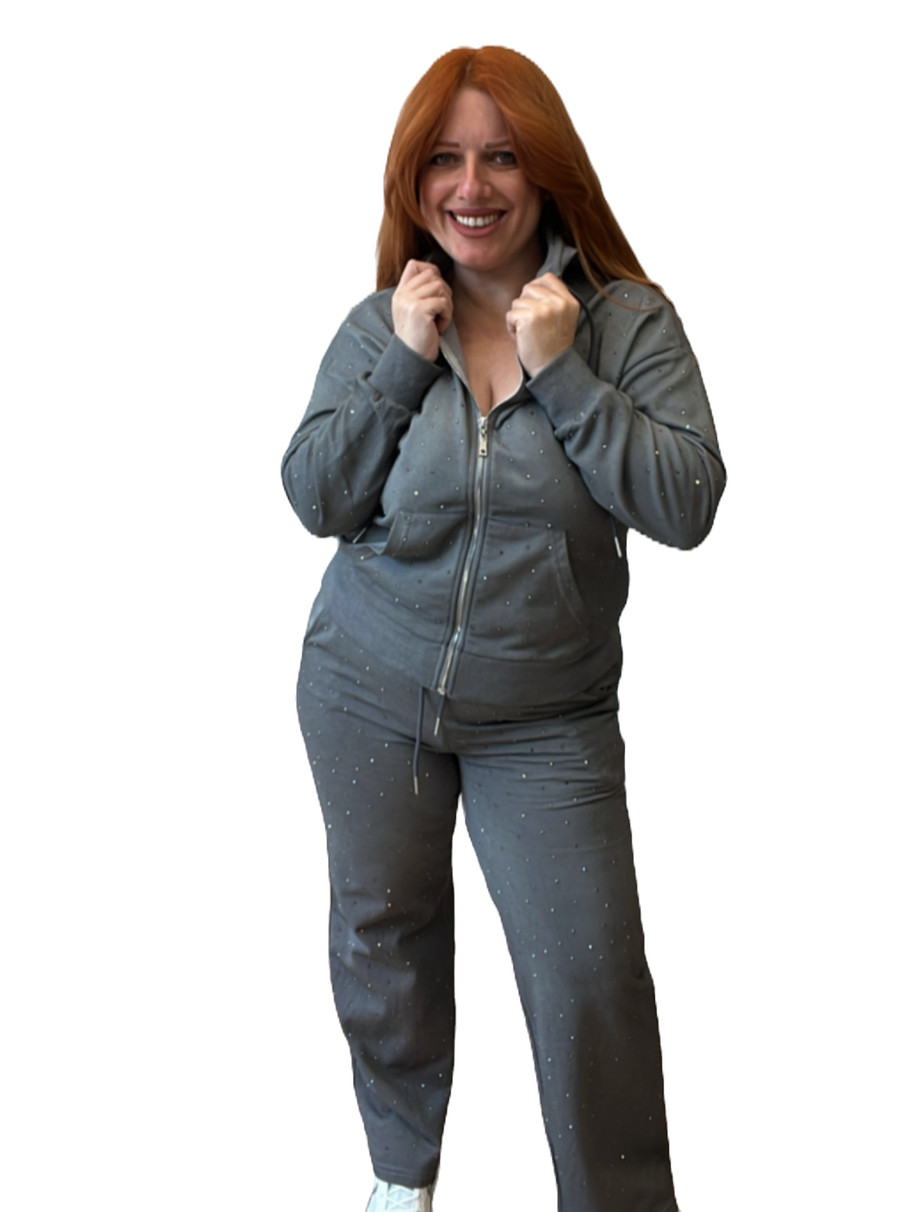 Γυναικείο καθημερινό σετ με ζακέτα και strass